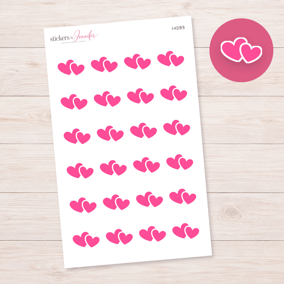 Two Pink Hearts Planner Stickers | I-4283