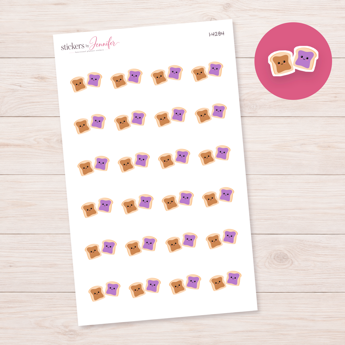 Peanut Butter and Jelly Toast Pair Planner Stickers | I-4284