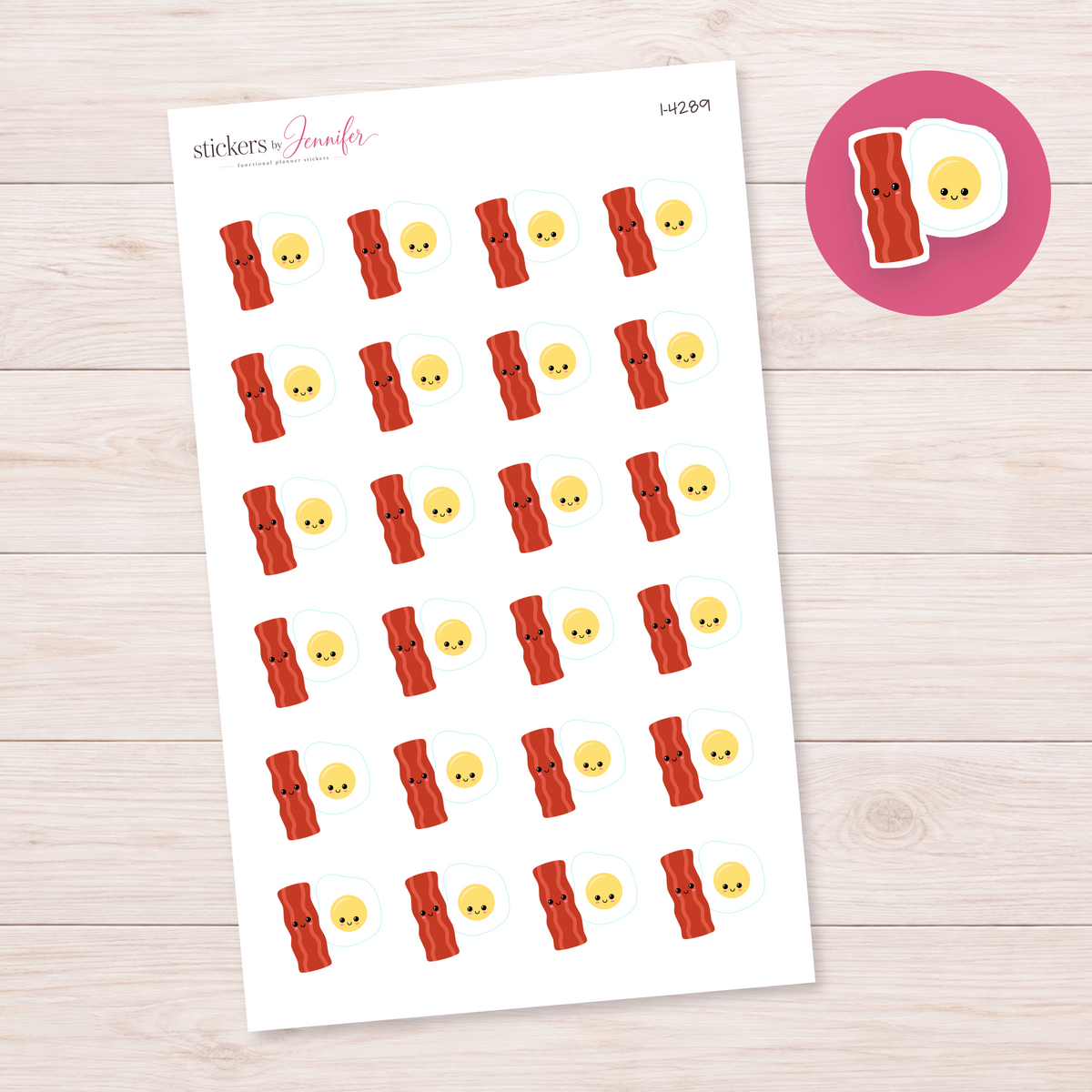 Bacon and Egg Pair Planner Stickers | I-4289