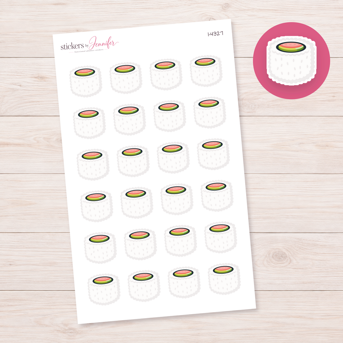 Rice-Covered Sushi Roll Planner Stickers | I-4327
