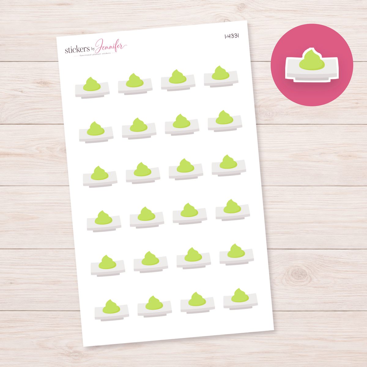 Wasabi Plate Planner Stickers | I-4331