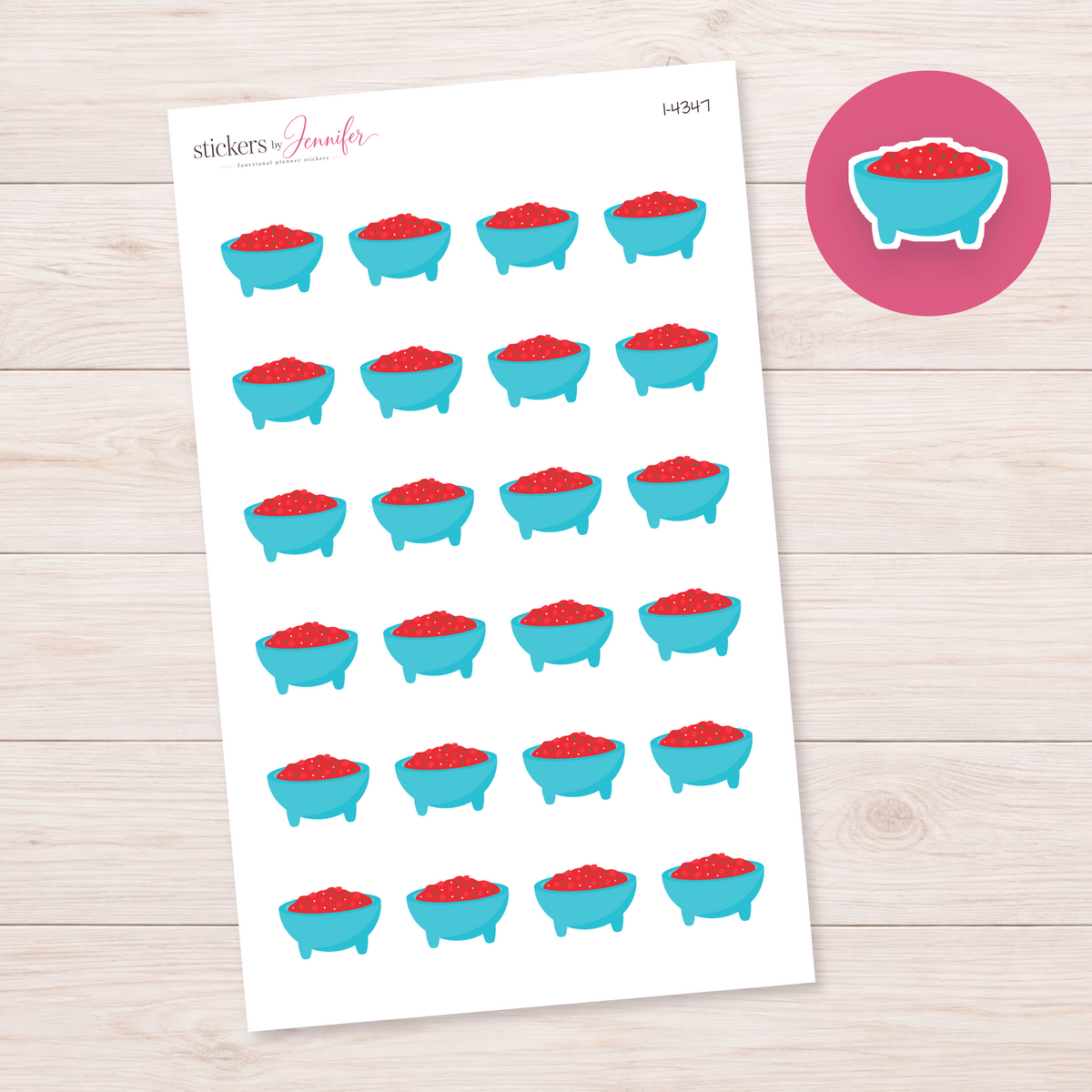 Blue Salsa Bowl Planner Stickers | I-4347