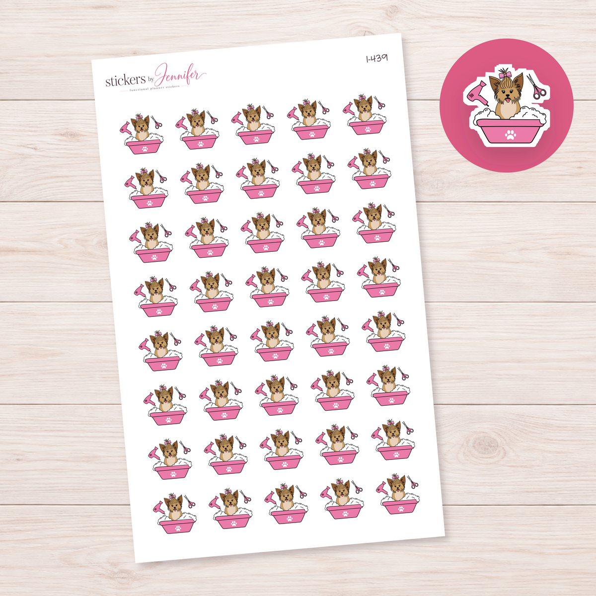 Pink Dog Grooming Planner Stickers | I-439