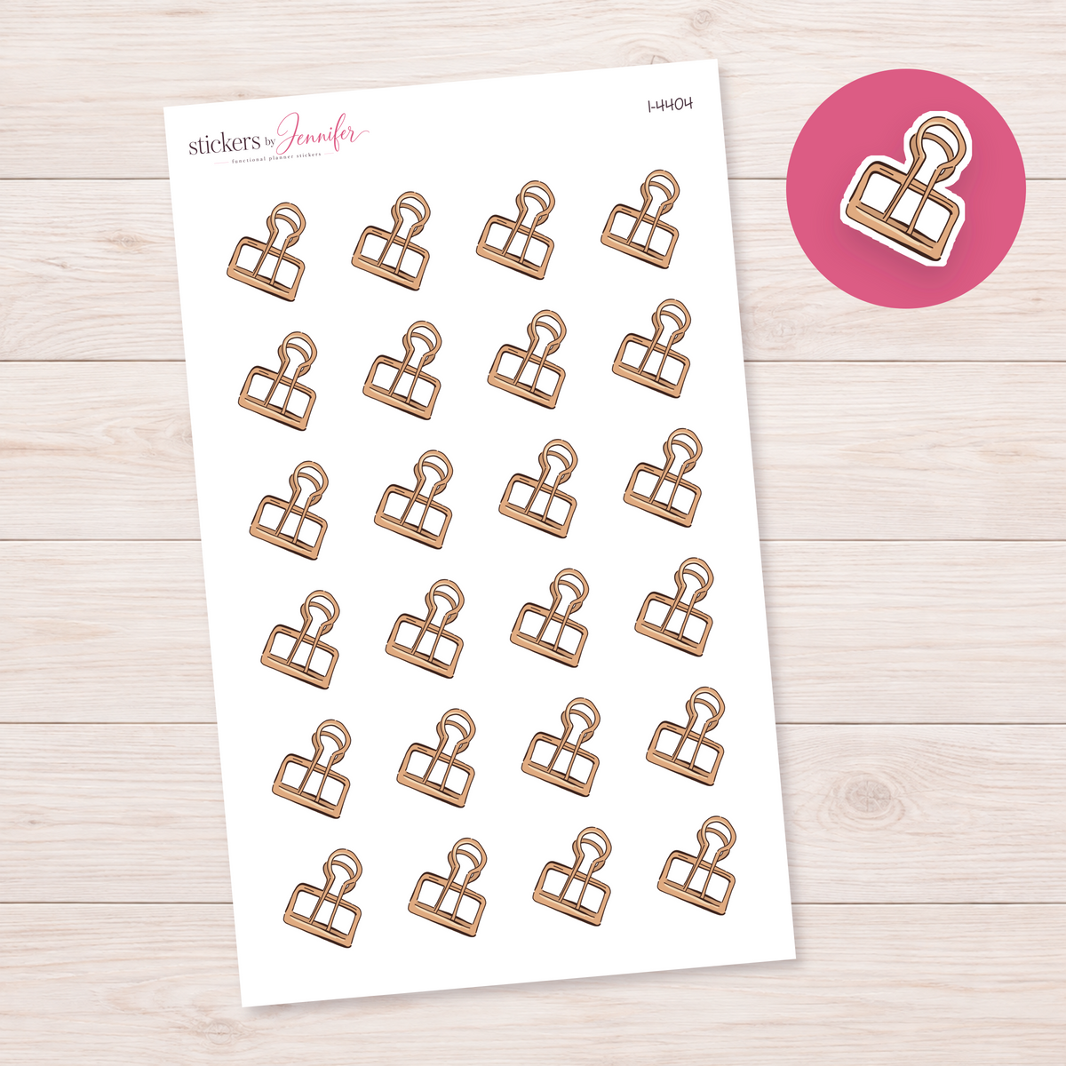 Gold Wire Binder Clip Planner Stickers | I-4404