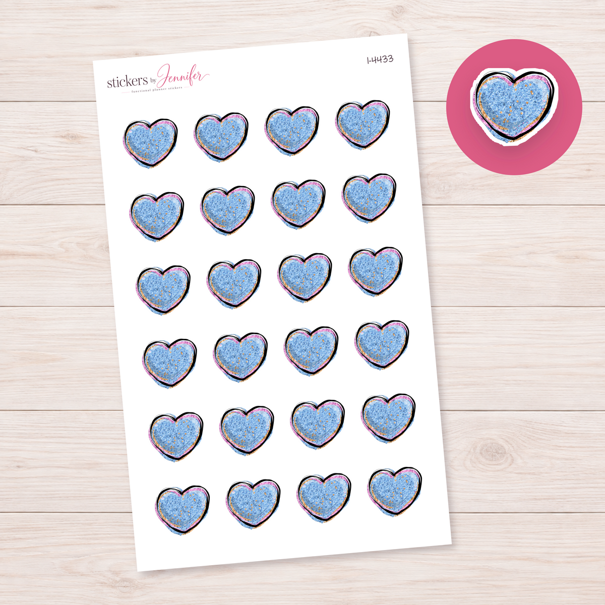 Blue Speckled Heart Planner Stickers | I-4433