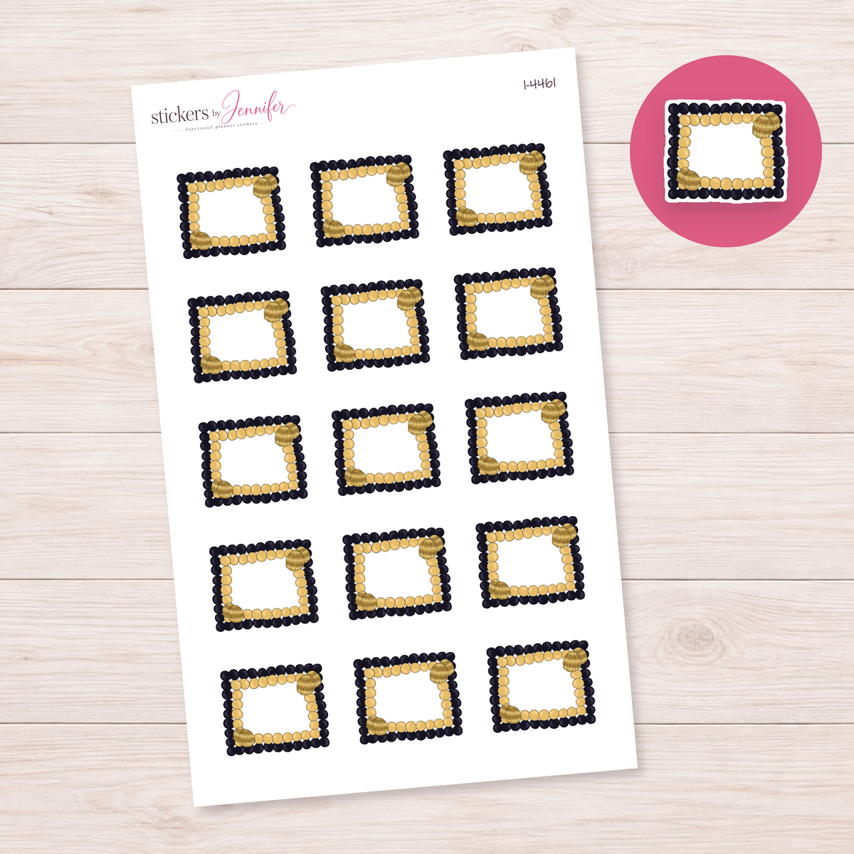 Gold and Black Balloon Frame Planner Stickers | I-4461