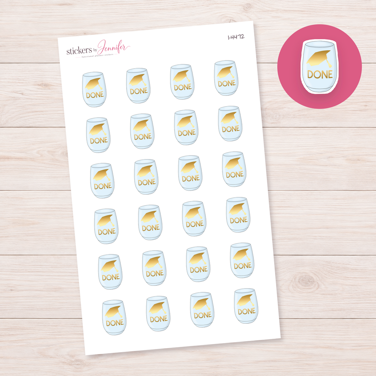 Graduation Done Glass Planner Stickers | I-4472