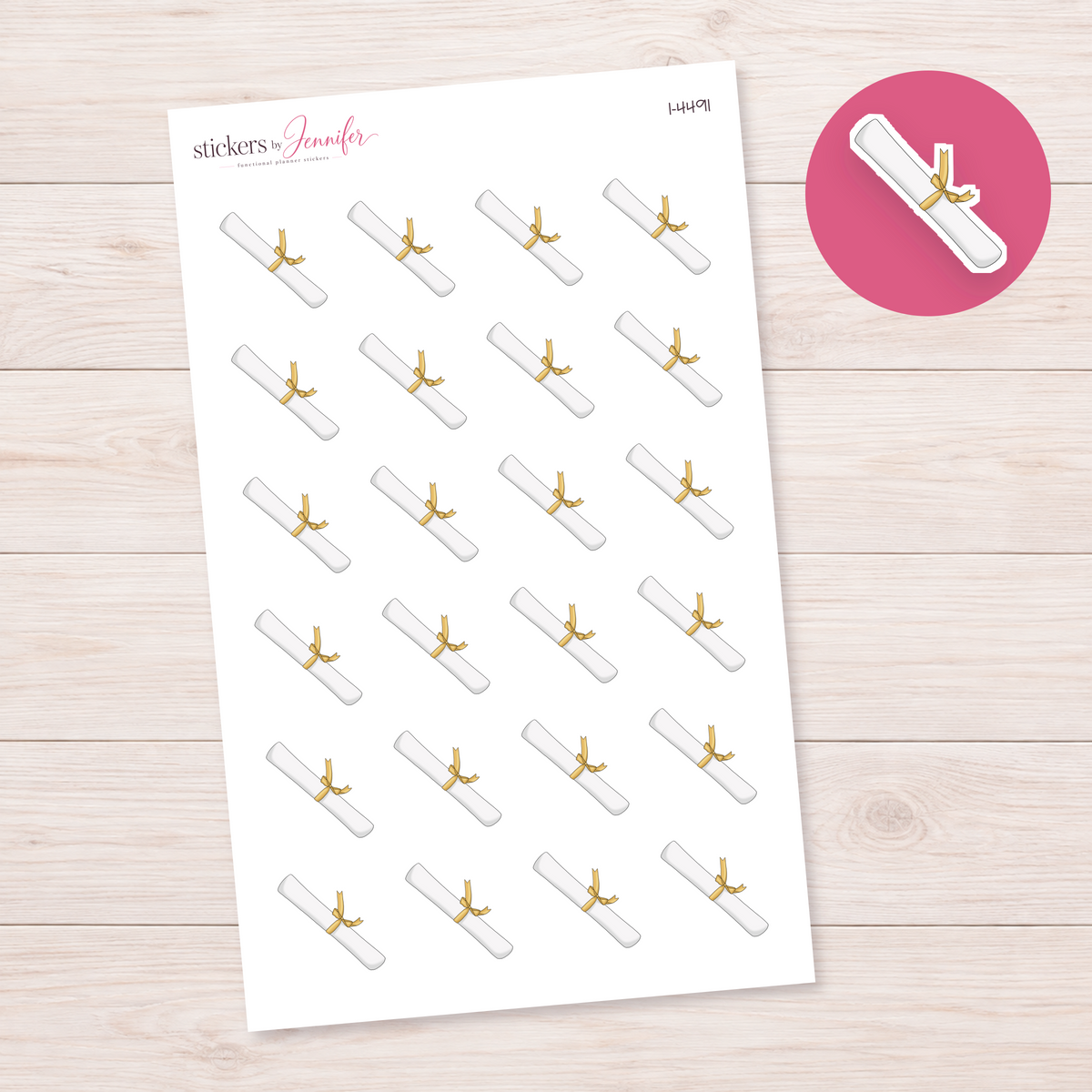 Diploma with Gold Ribbon Planner Stickers | I-4491