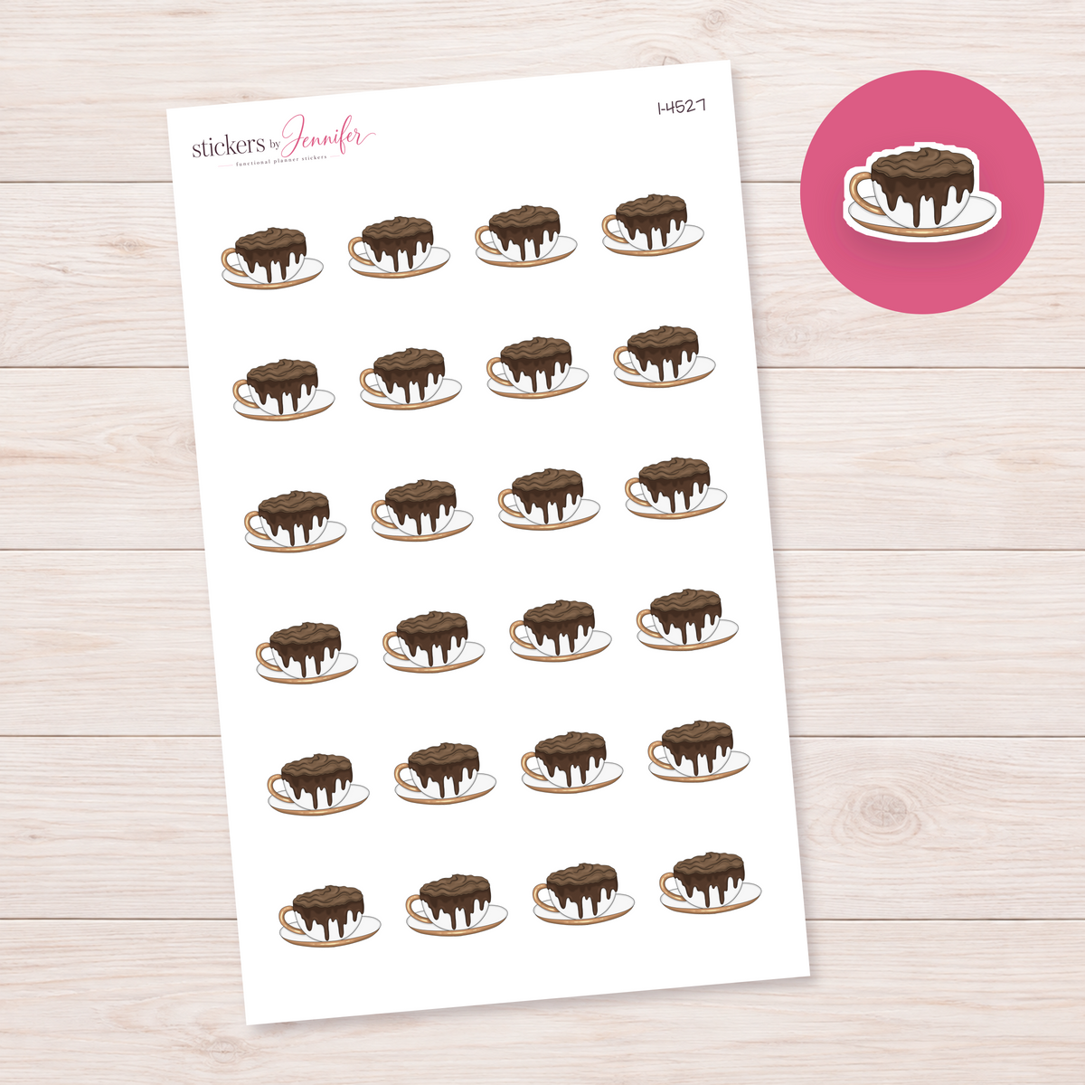 Chocolate-Topped Coffee Cup Planner Stickers | I-4527