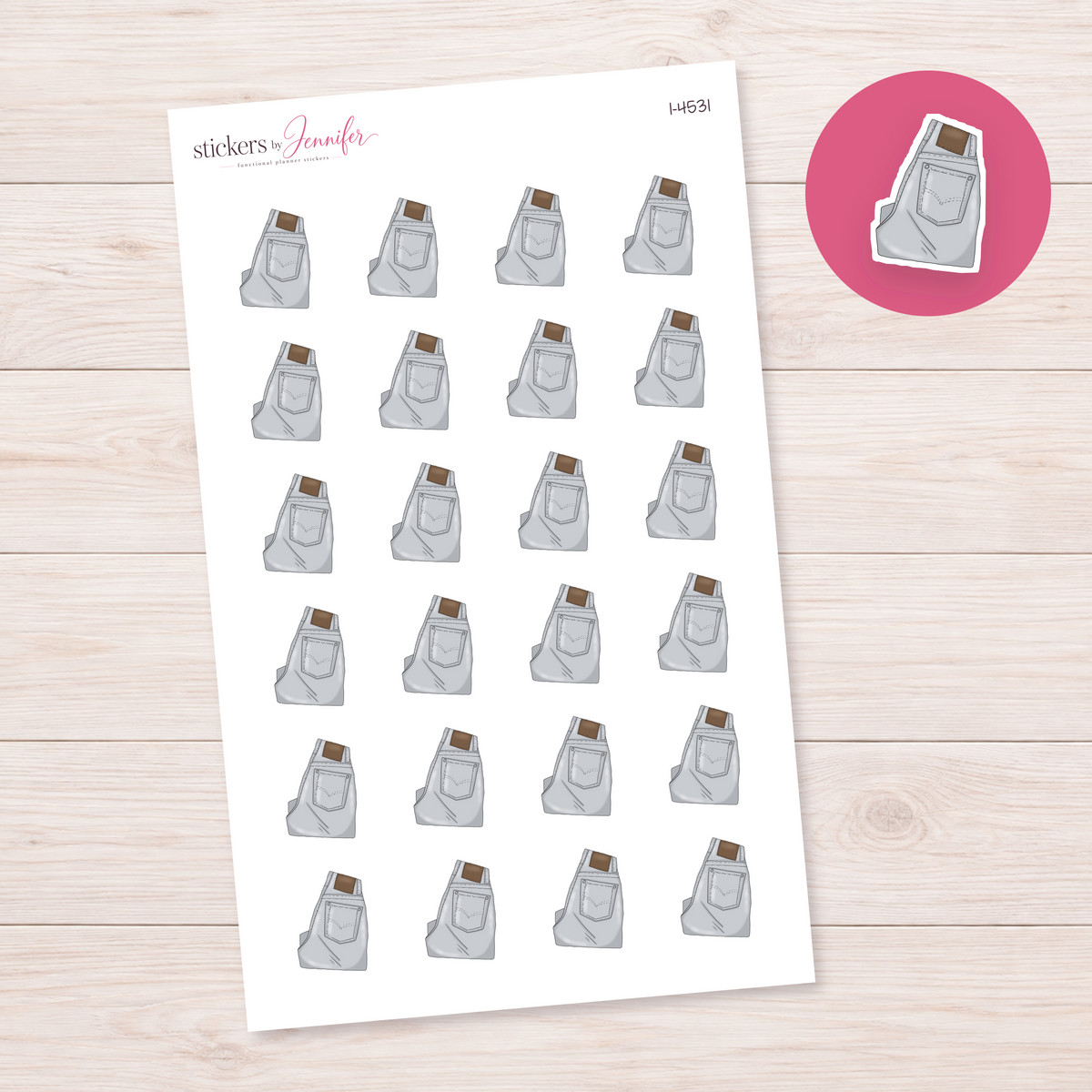 Folded Gray Jeans Planner Stickers | I-4531