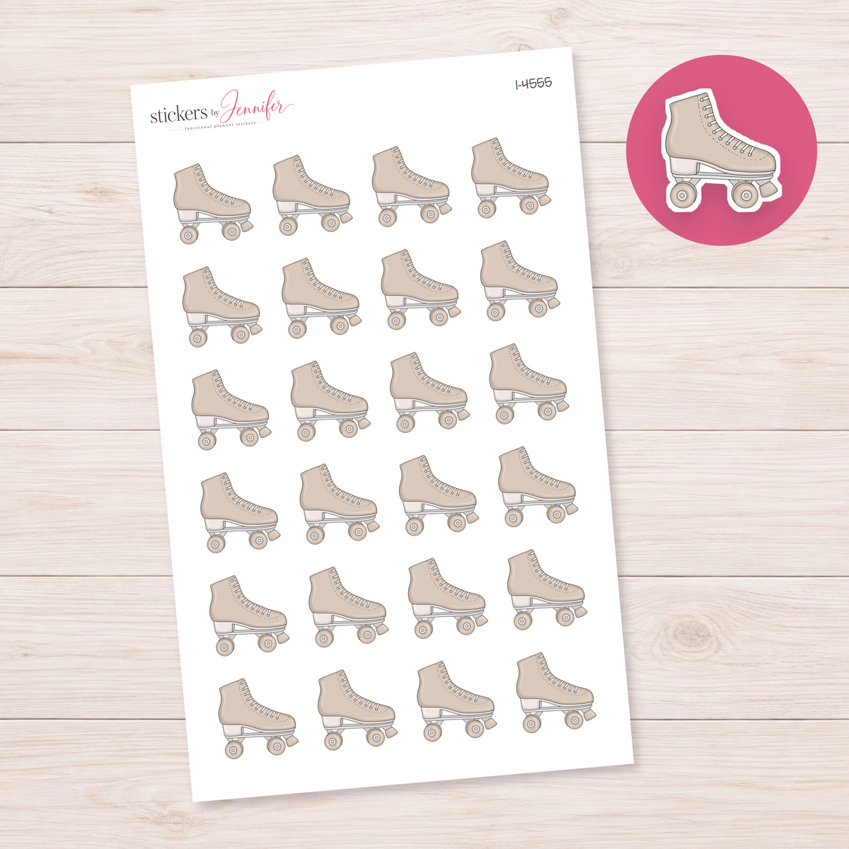 Cream Roller Skate Planner Stickers | I-4555