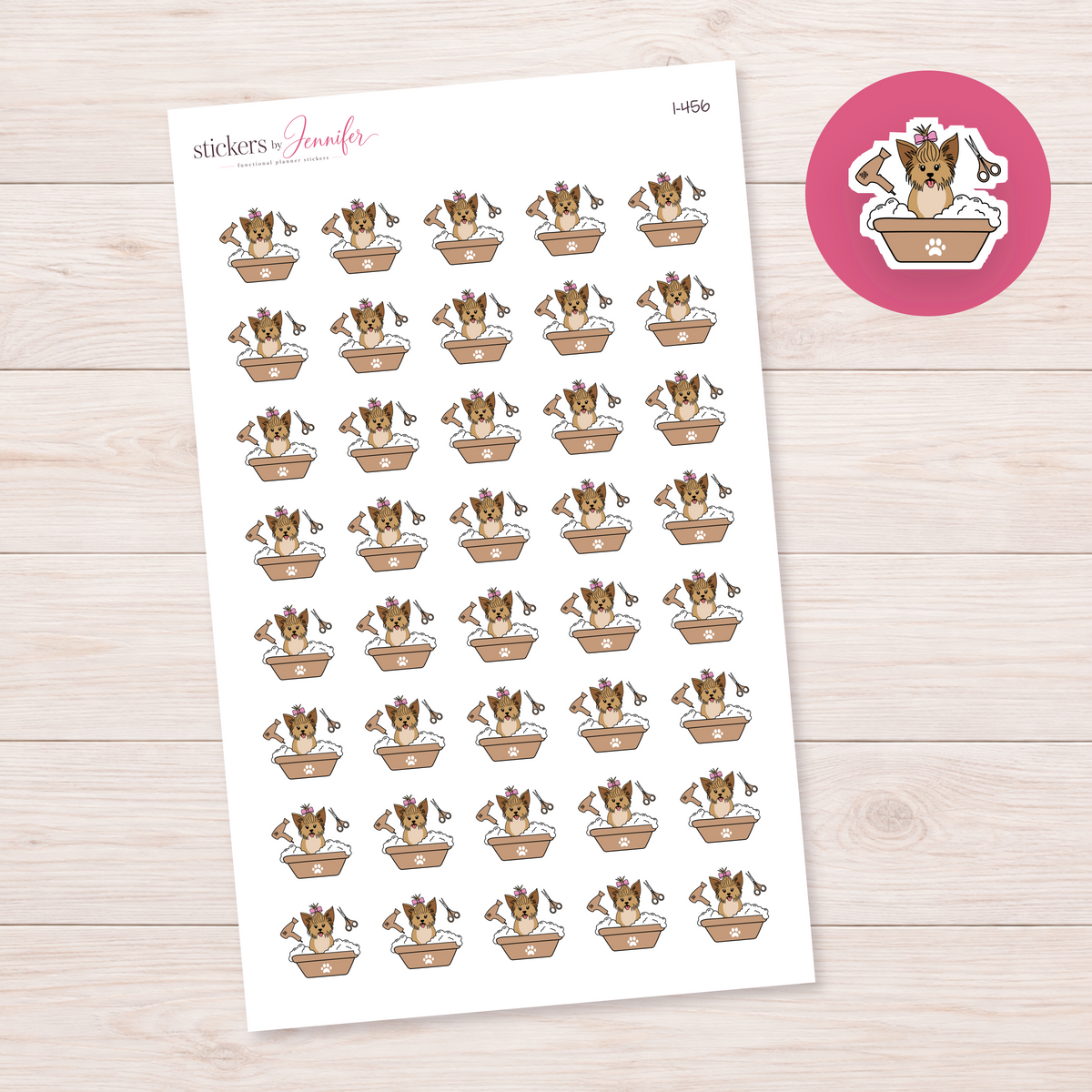 Brown Dog Grooming Bath Planner Stickers | I-456