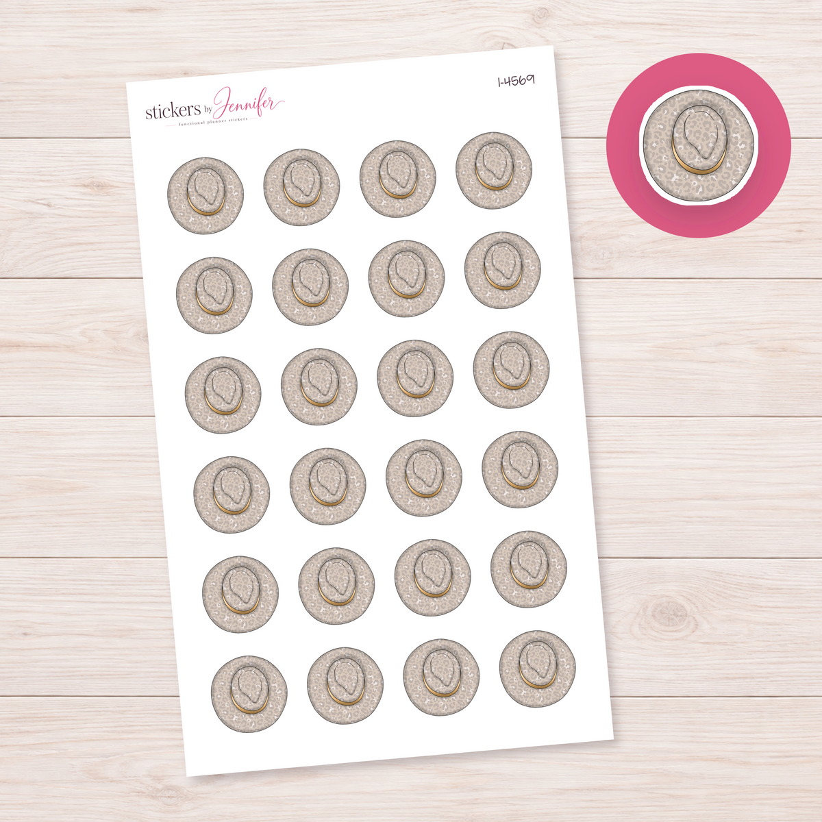 Pale Leopard Wide-Brim Hat Planner Stickers | I-4569