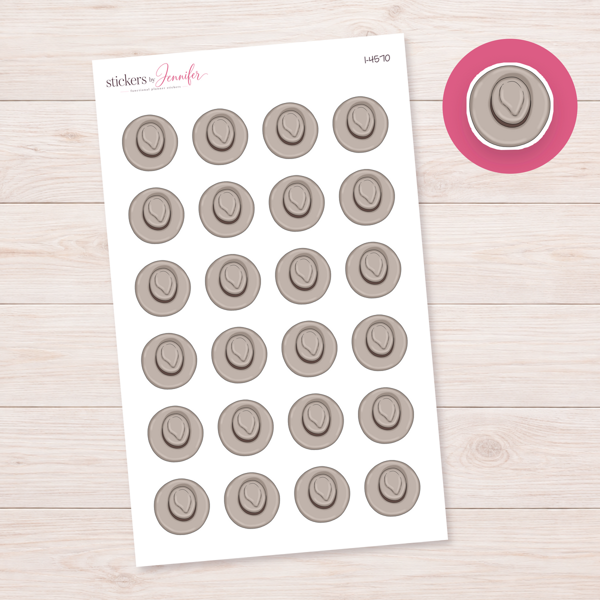 Taupe Wide-Brim Hat Planner Stickers | I-4570