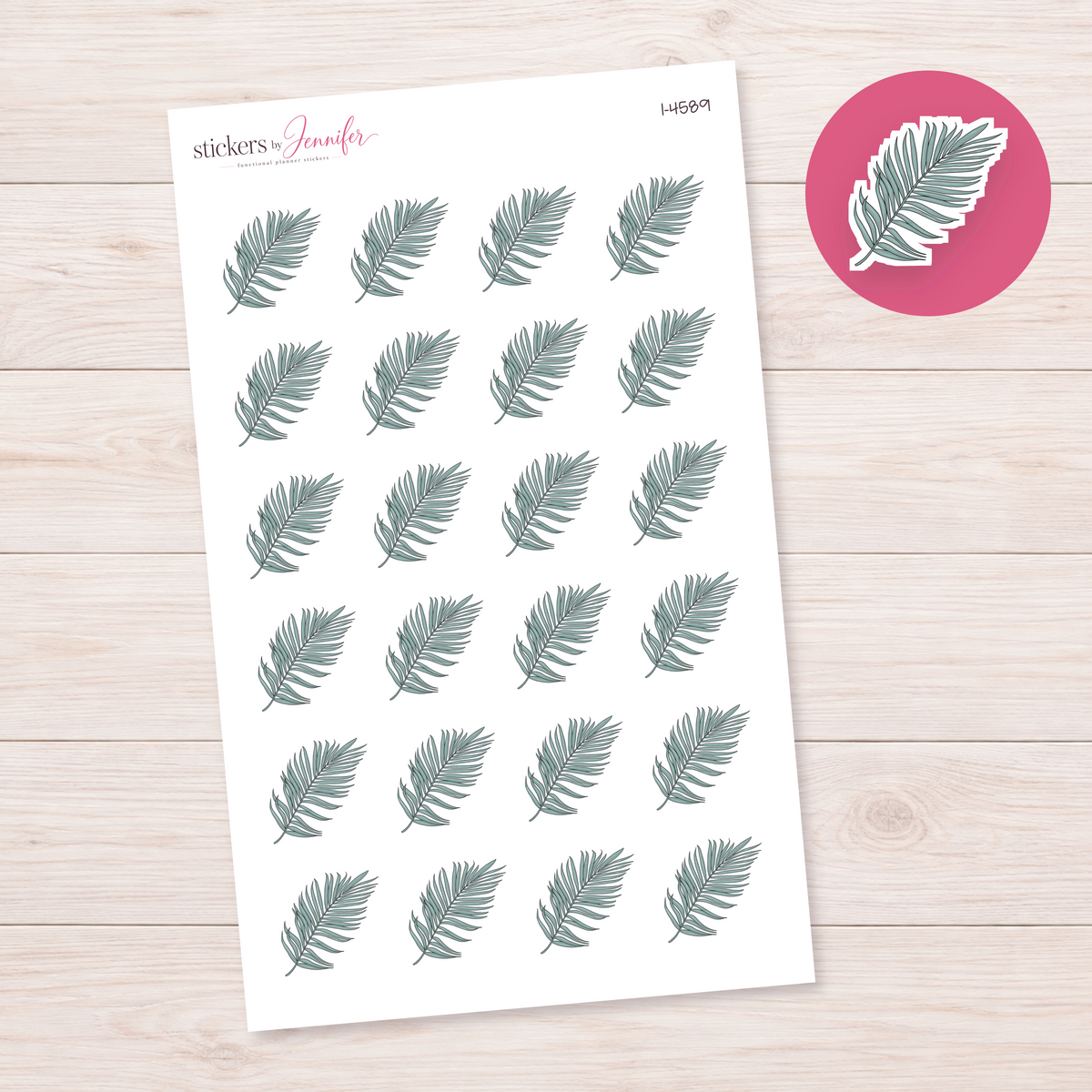 Muted Palm Frond Planner Stickers | I-4589