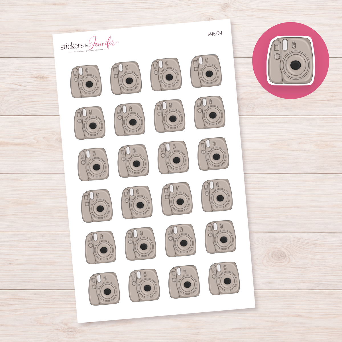 Taupe Instant Camera Planner Stickers | I-4604