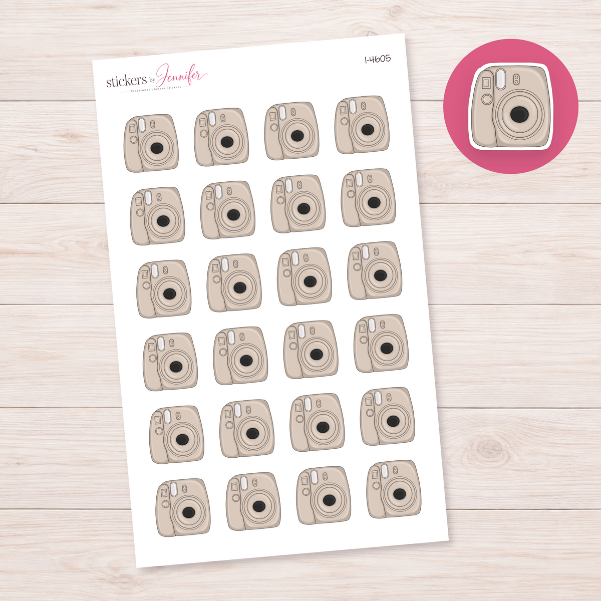 Cream Instant Camera Planner Stickers | I-4605