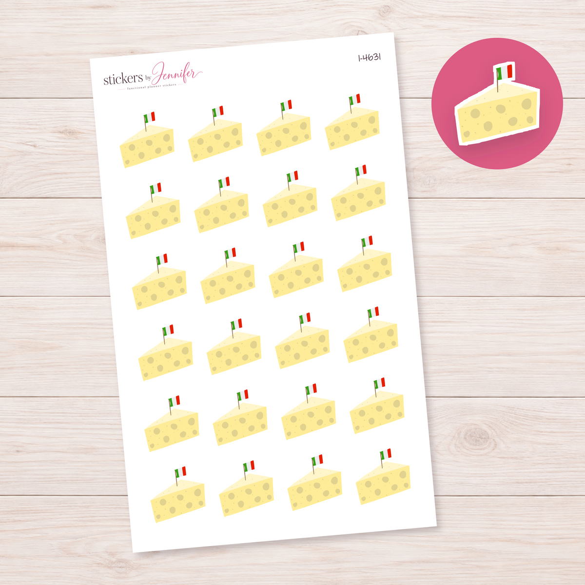Cheese with Italian Flag Planner Stickers | I-4631