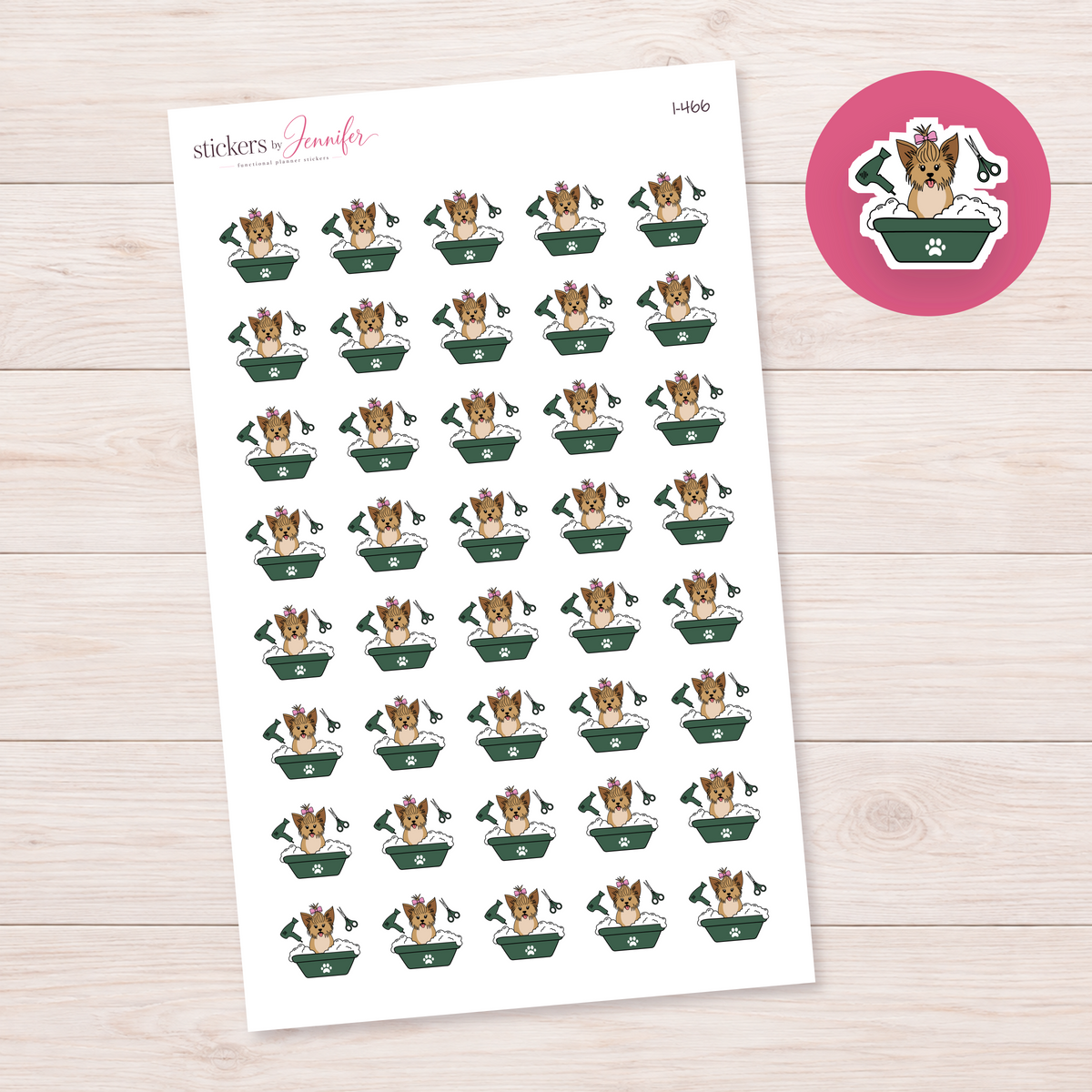 Forest Green Dog Grooming Tub Planner Stickers | I-466