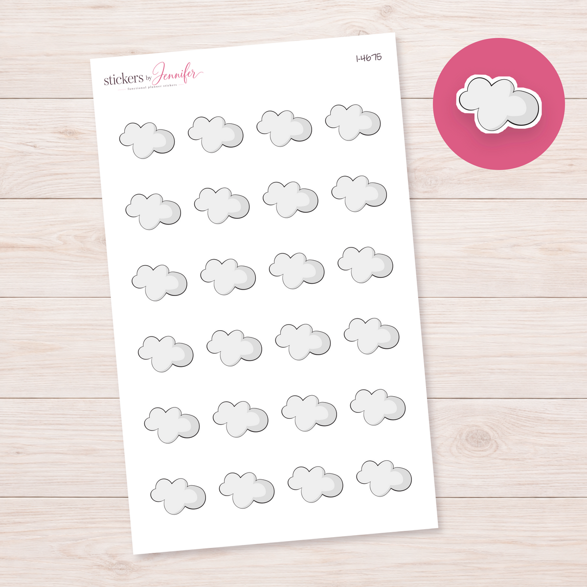 Rounded Gray Cloud Planner Stickers | I-4675