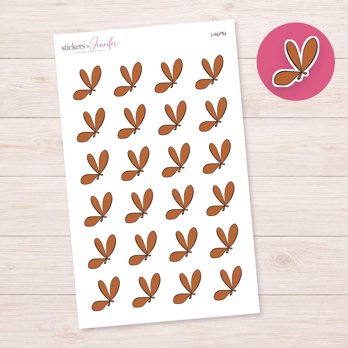 Rust Three-Petal Flower Planner Stickers | I-4694