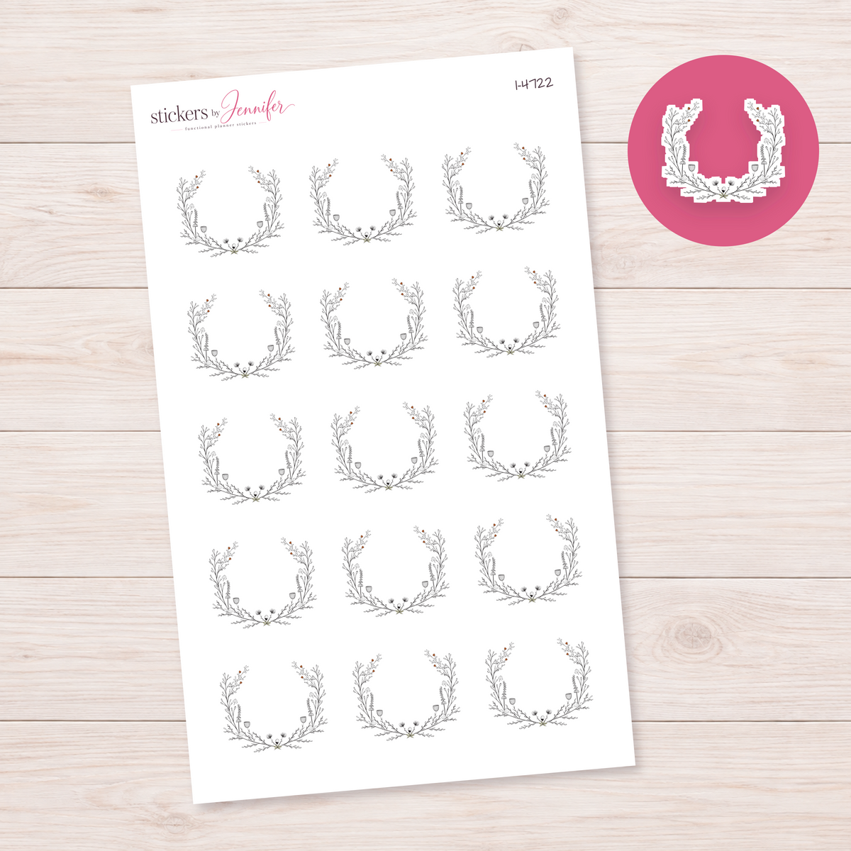 Fine Botanical Wreath Planner Stickers | I-4722