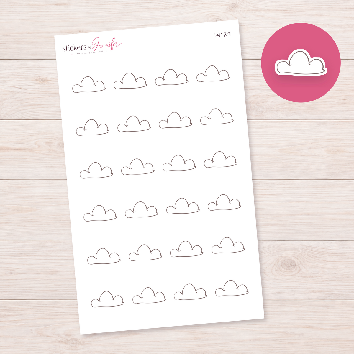 Fine Cloud Outline Planner Stickers | I-4727