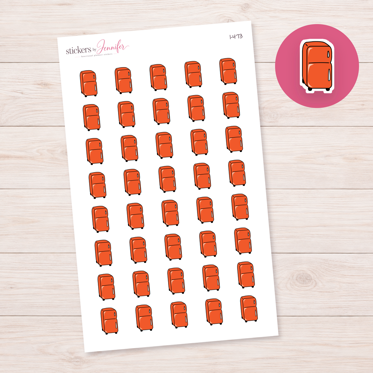 Orange Retro Refrigerator Planner Stickers | I-473