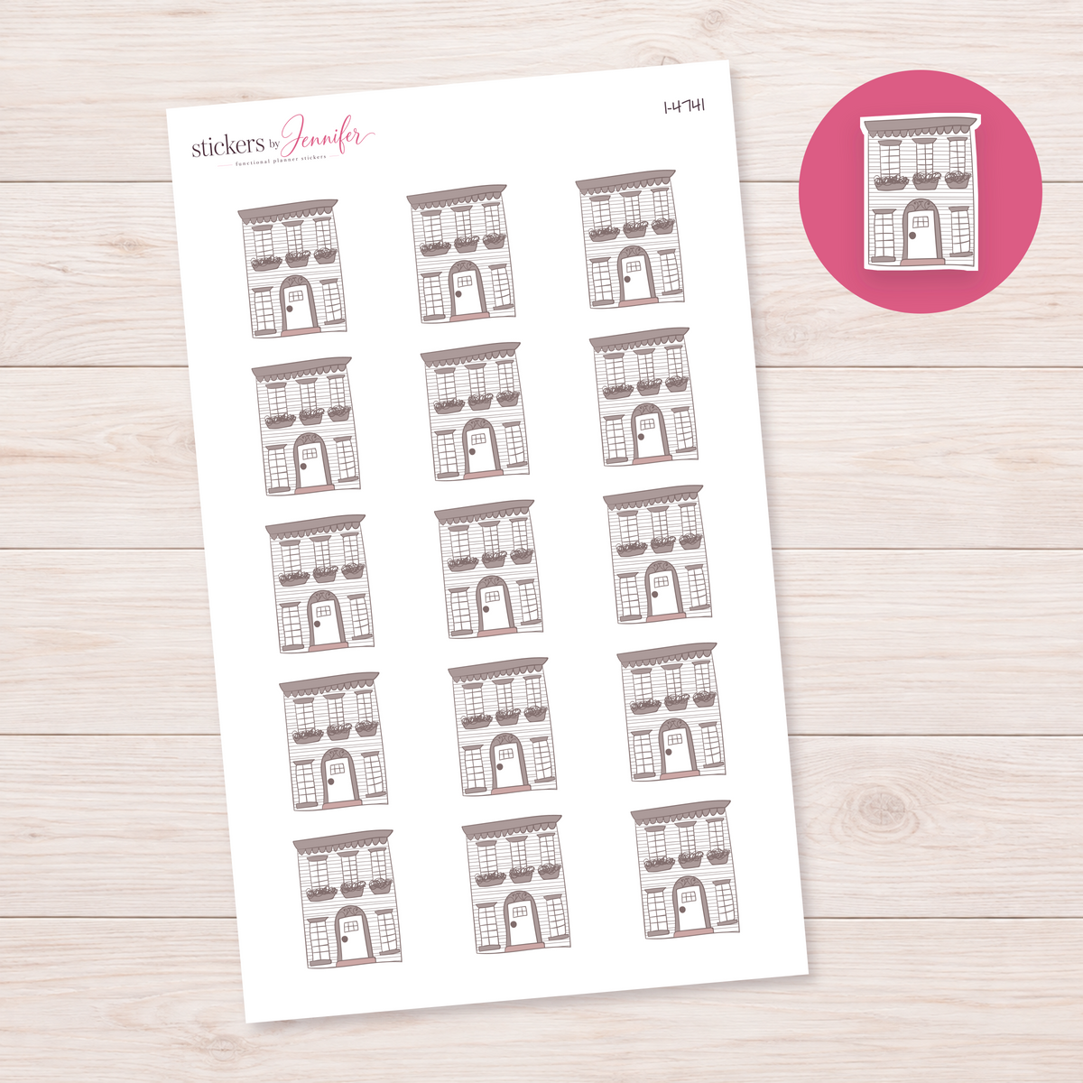 Pink House Front Planner Stickers | I-4741