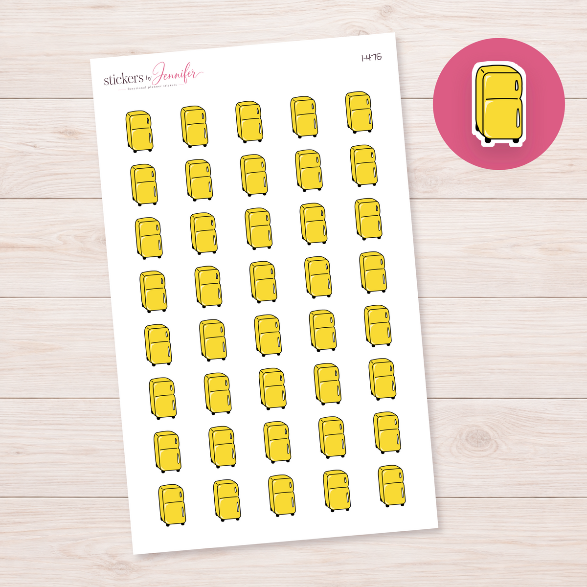 Bright Yellow Refrigerator Planner Stickers | I-475