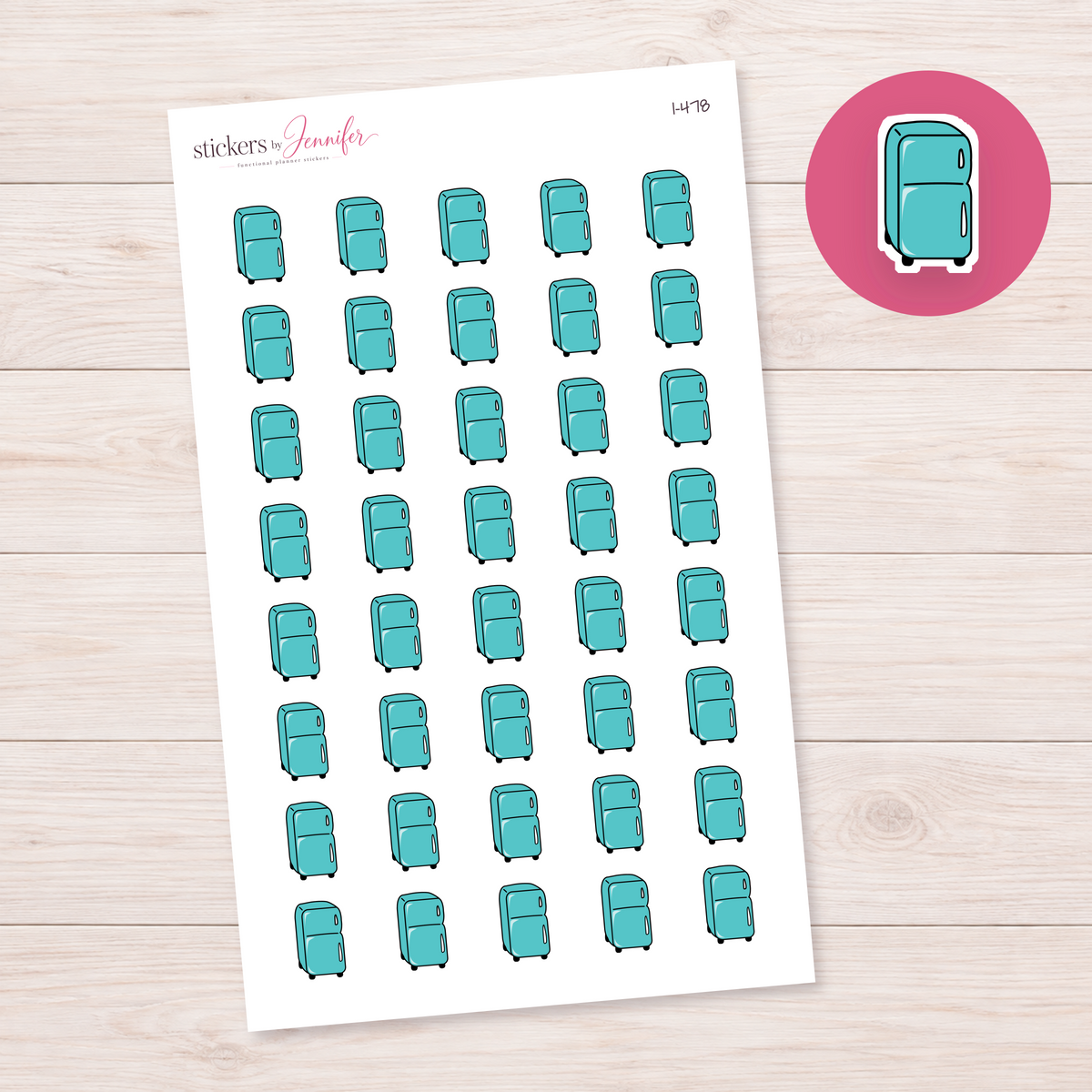 Teal Refrigerator Planner Stickers | I-478