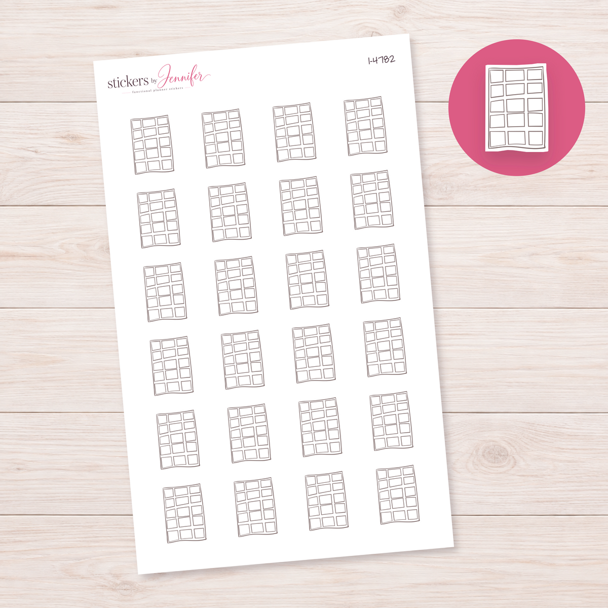 Tall Grid Window Planner Stickers | I-4782