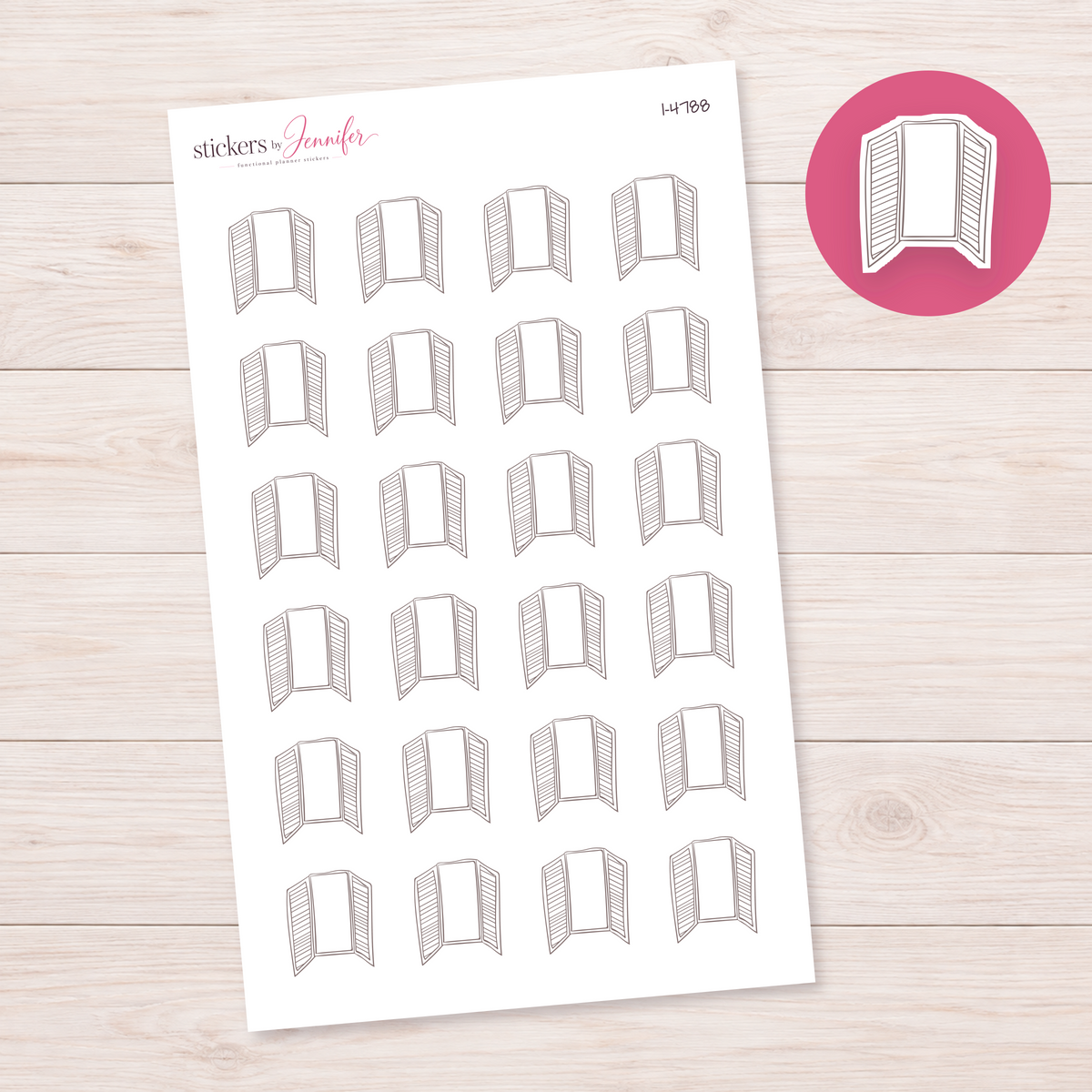Window with Open Shutters Planner Stickers | I-4788