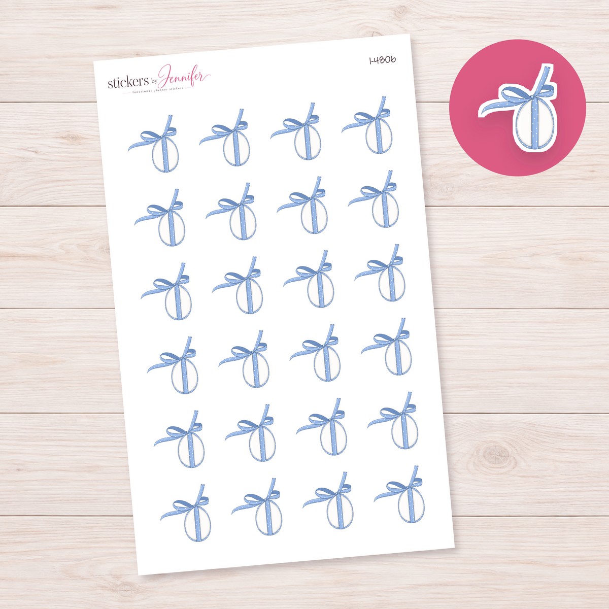 Blue Ribbon Easter Egg Planner Stickers | I-4806