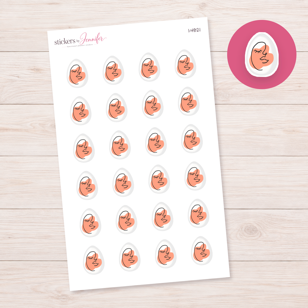 Light Abstract Face Easter Egg Planner Stickers | I-4821