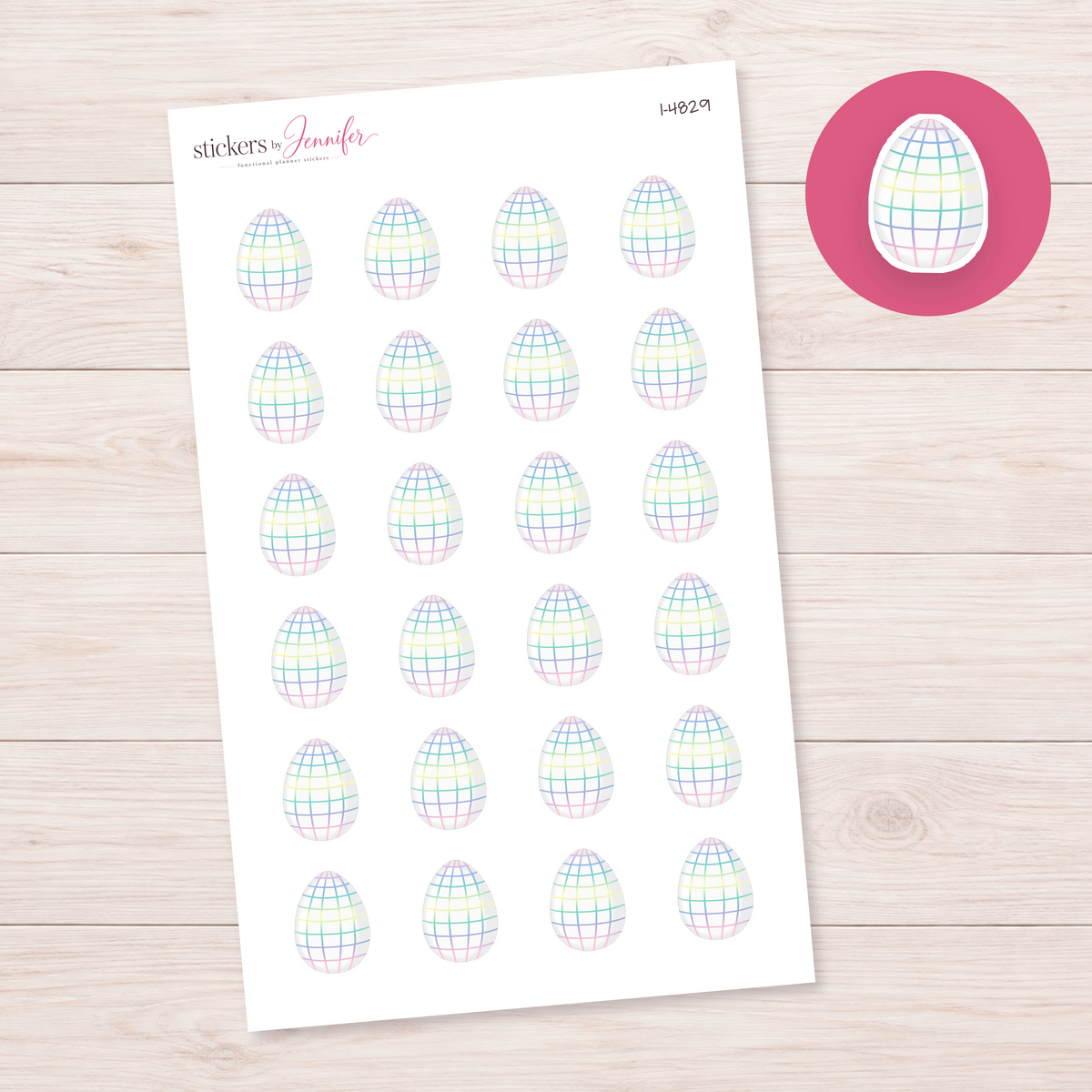 Pastel Grid Egg Planner Stickers | I-4829