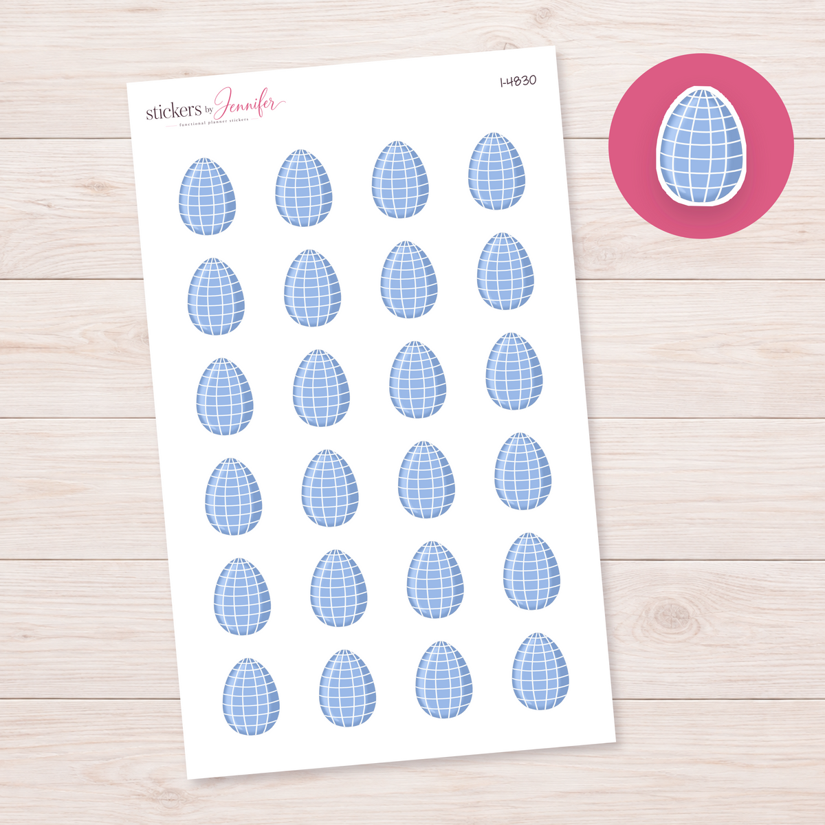 Blue Grid Easter Egg Planner Stickers | I-4830