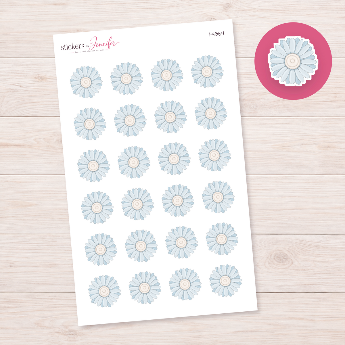 Pale Blue Daisy Planner Stickers | I-4864
