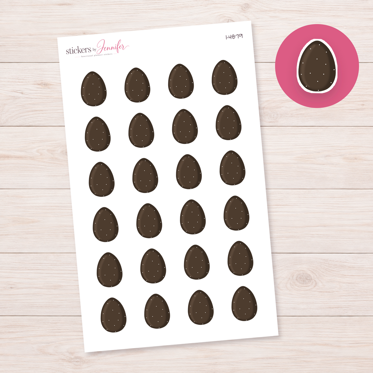 Brown Dotted Easter Egg Planner Stickers | I-4879