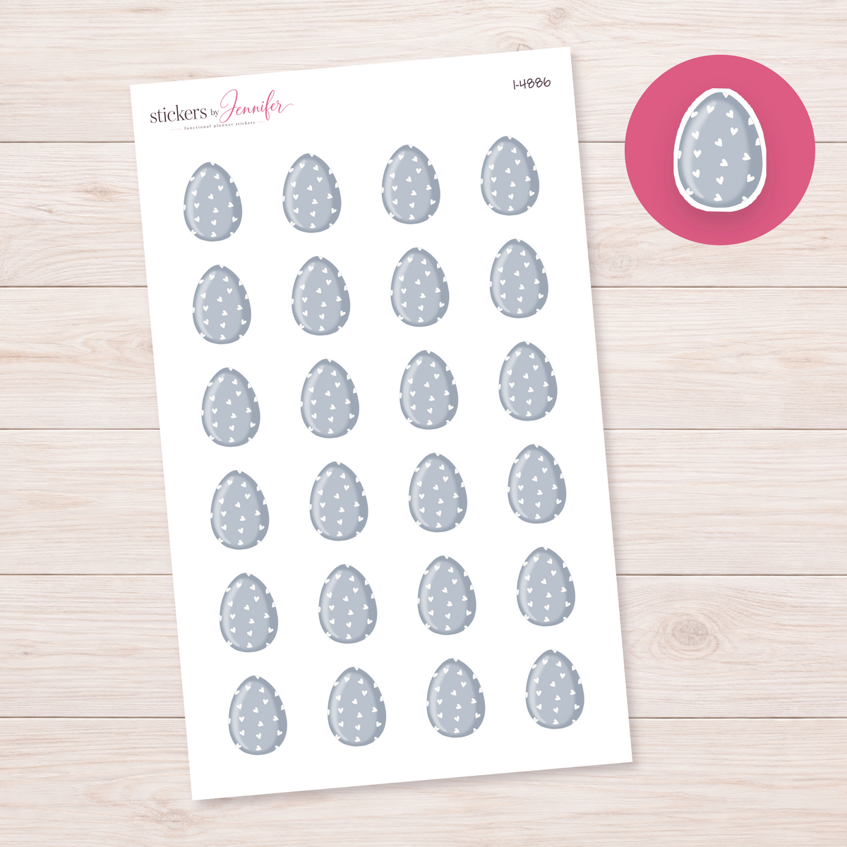 Gray Heart Egg Planner Stickers | I-4886