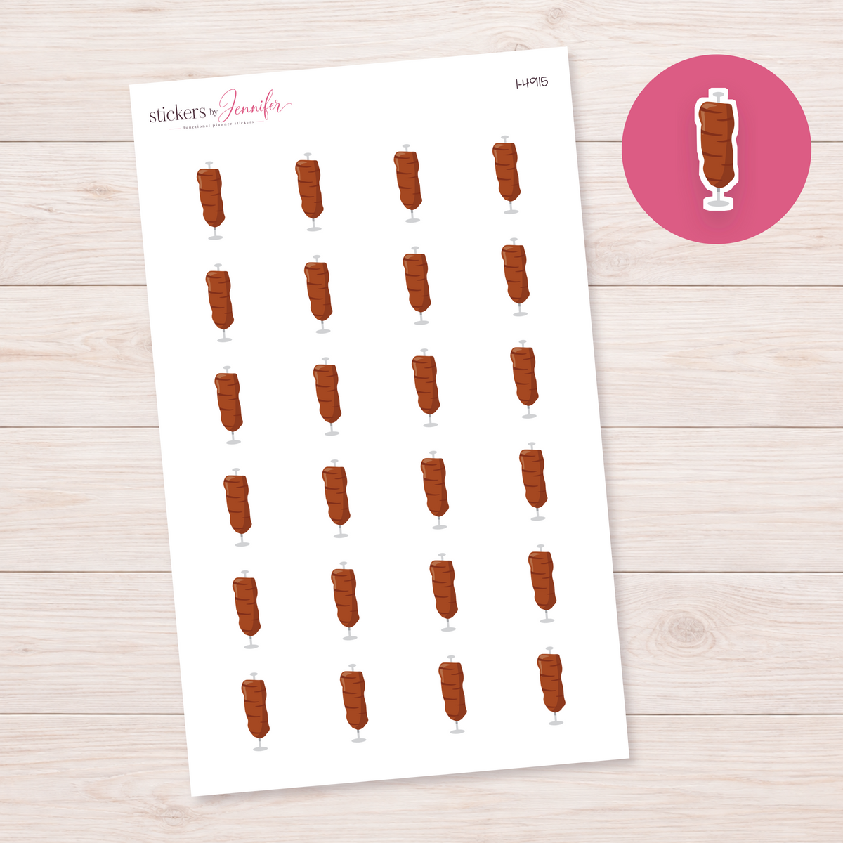Doner Kebab Spit Planner Stickers | I-4915