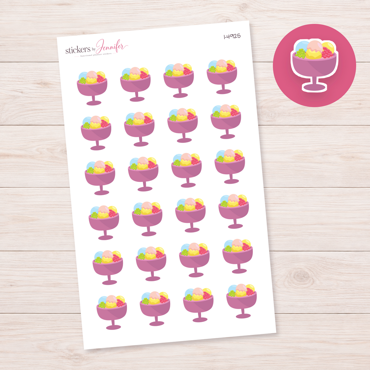 Ice Cream Sundae Bowl Planner Stickers | I-4925