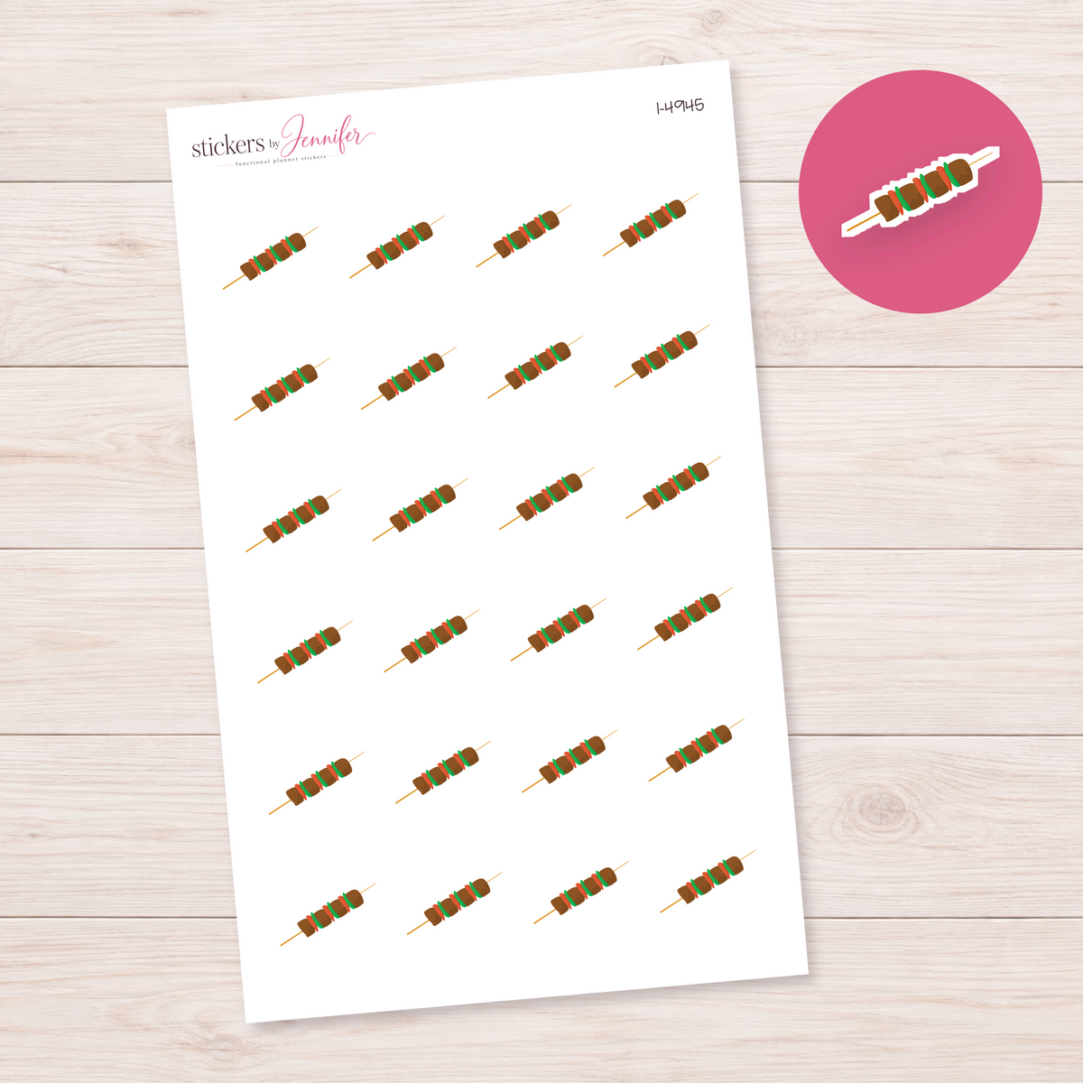 Grilled Kebab Skewer Planner Stickers | I-4945