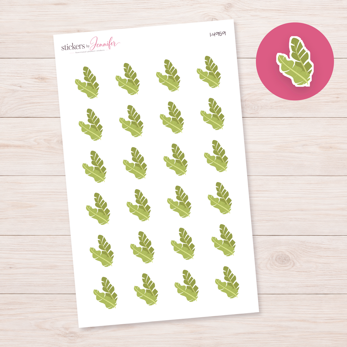 Green Tropical Leaves Planner Stickers | I-4959