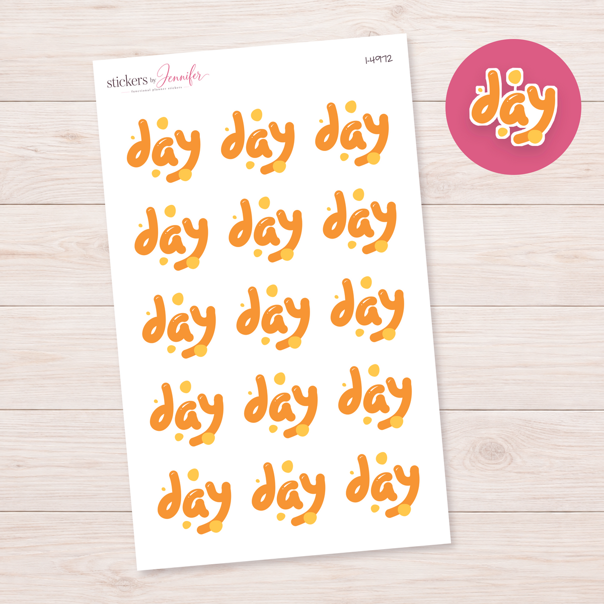 Orange Day Lettering Planner Stickers | I-4972