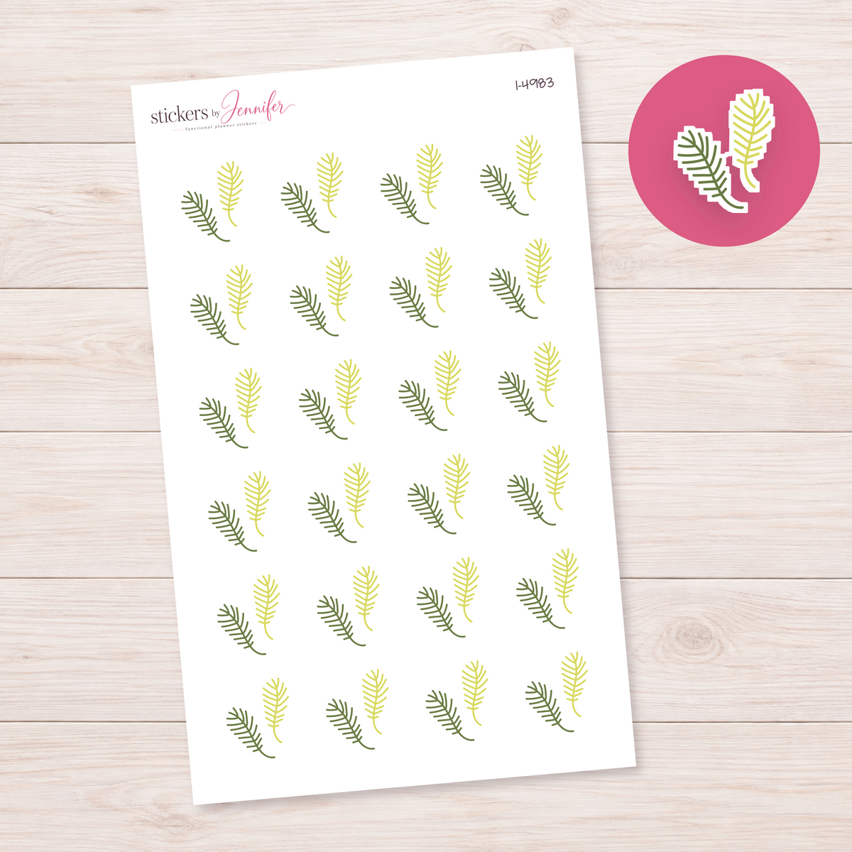 Two Green Fronds Planner Stickers | I-4983