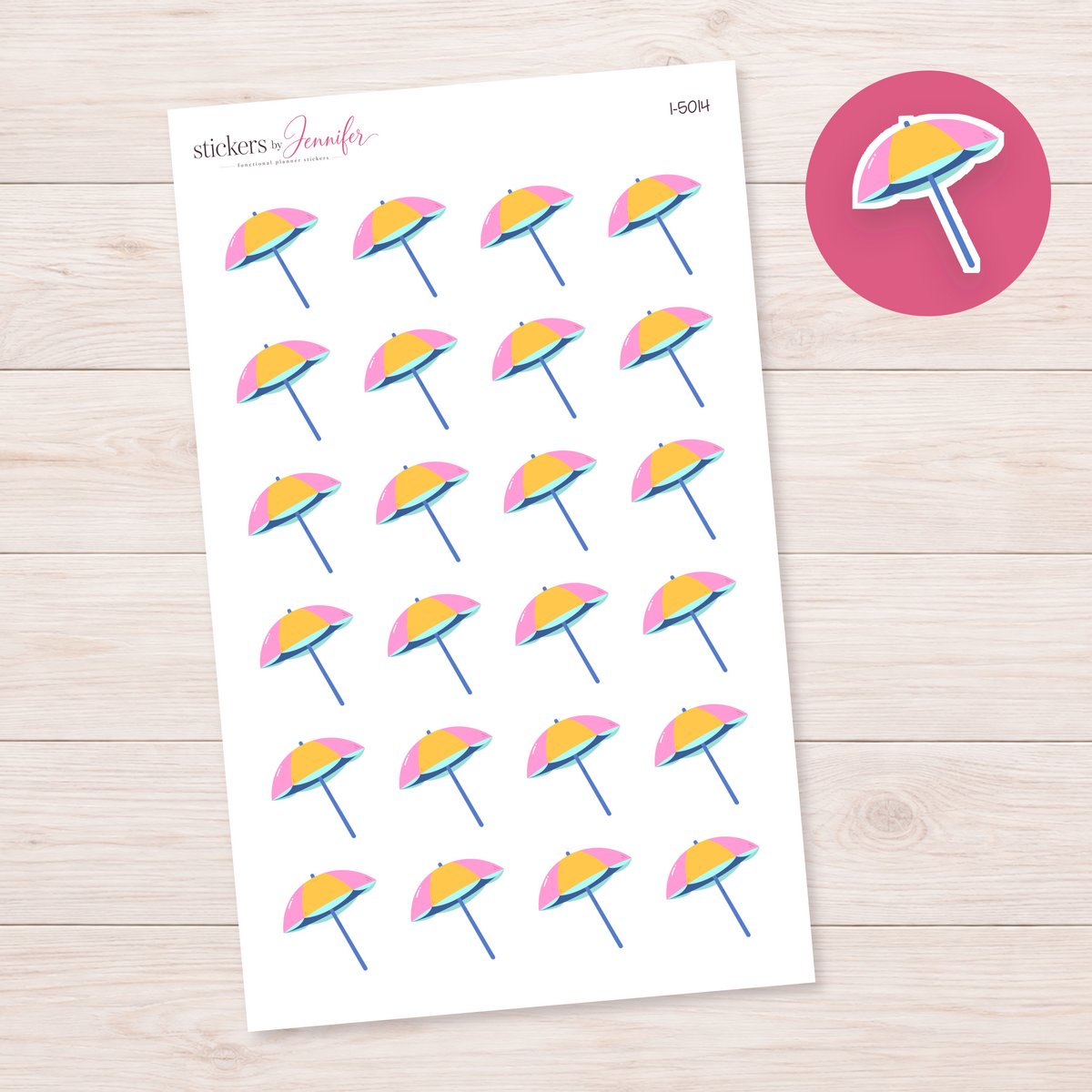 Colorful Beach Umbrella Planner Stickers | I-5014