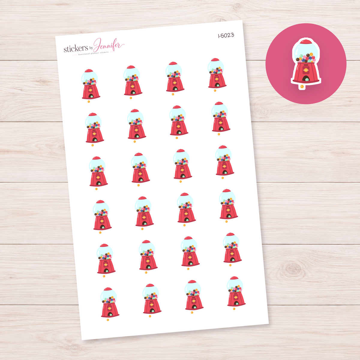 Red Gumball Machine Planner Stickers | I-5023