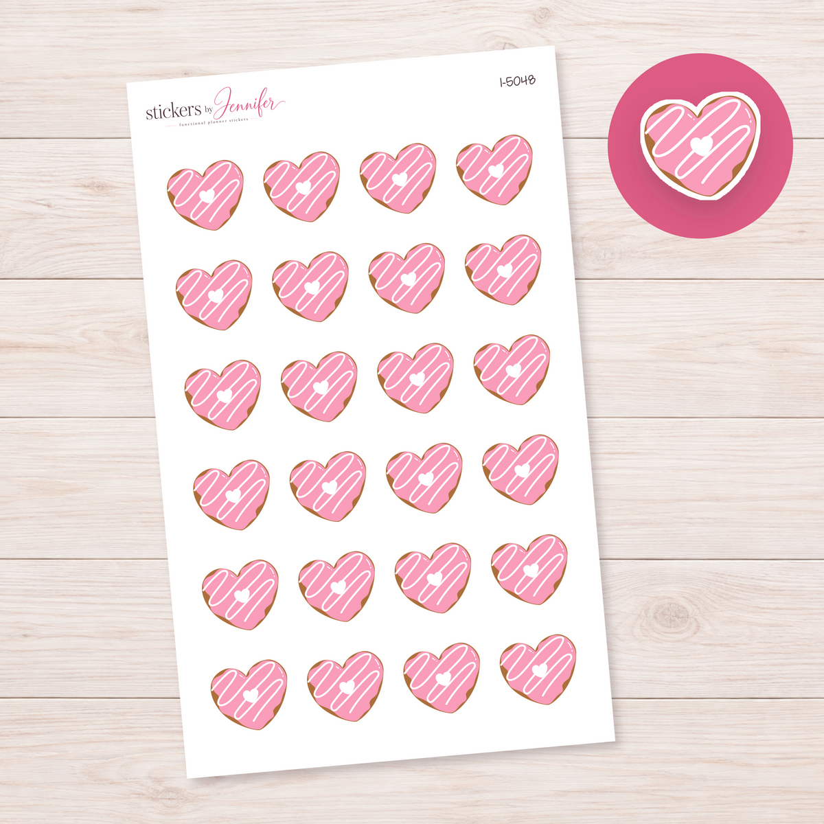 Pink Heart Cookie Planner Stickers | I-5048