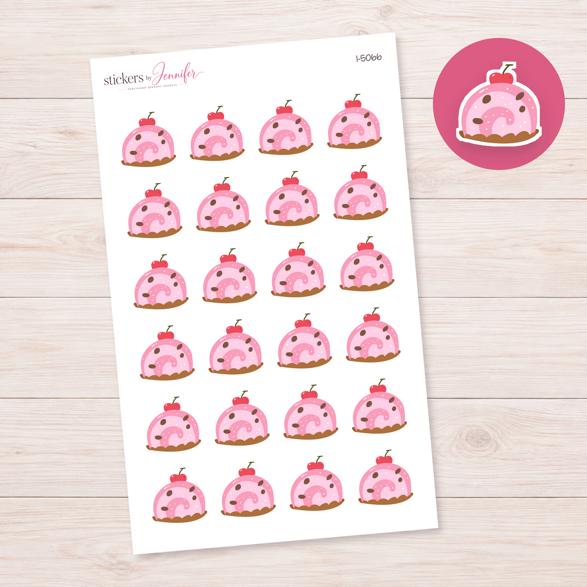 Pink Swiss Roll Slice Planner Stickers | I-5066